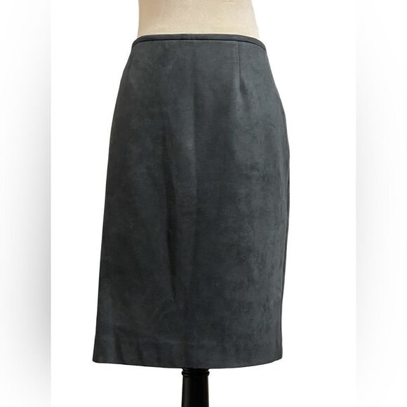 Calvin Klein Deep Charcoal Gray Suede Lined Midi Pencil Skirt (Size: 8) - Picture 10 of 11